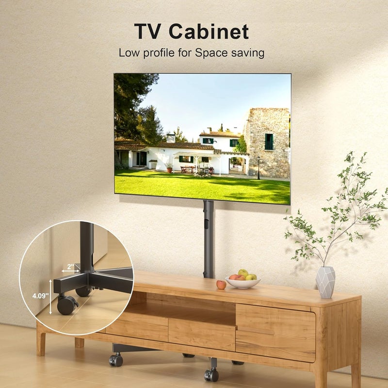 Xinlei Mobile TV Stand with Wheels for Most 21-60 Inch Flat/Curved Screens TVs, Height Adjustable Rolling TV Cart, up to 77 lbs, Max VESA 400x400, ML55SE - Image 2
